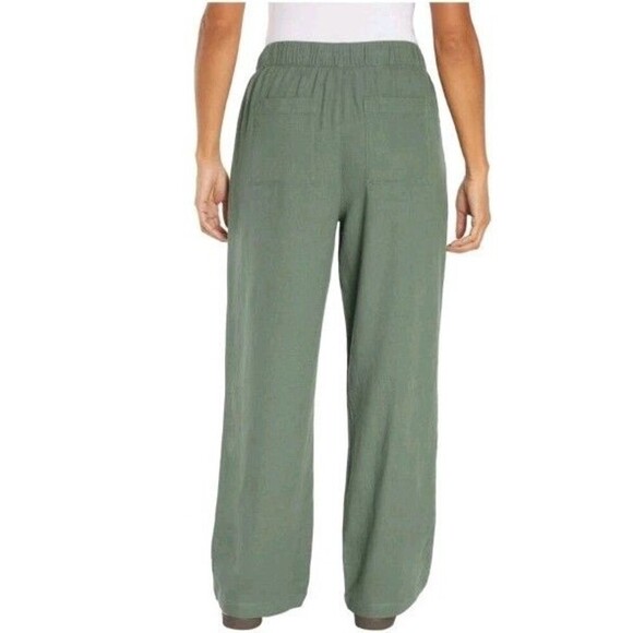 GAP Women's Drawstring Linen Pants Pull On Pants - Green - Size LARGE - NWT!! - Picture 2 of 11